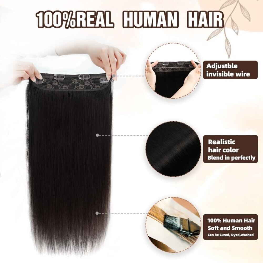 Hair Extensions Human Hair 14 Inch Natural Black Clip-Ins 70G Long Straight - Picture 4 of 6